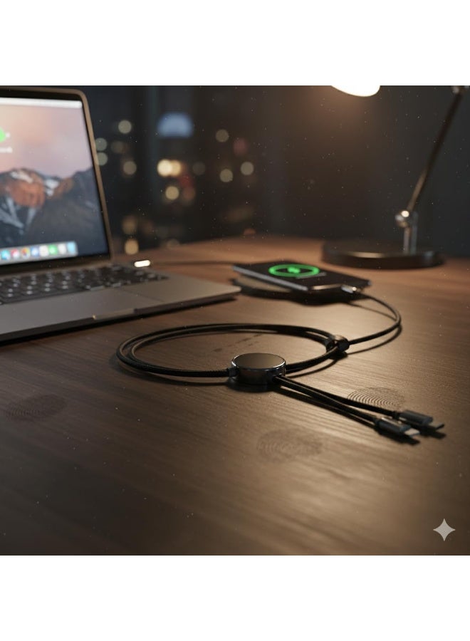 كابل شحن 4 في 1 مضيء - كابل نايلون مجدول عالمي لـ Type-C وMicro-USB وLightning - متين وعالي الجودة (1.2 متر) - Image 5